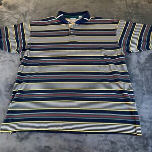 Vintage Bugle Boy Company Striped Polo Shirt Multicolor Short Sleeve‎ Mens 2XL
